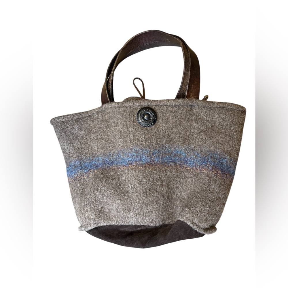 👜 Vintage Wool &‎ Leather Tote Bag 🌾 Rustic Artisan Boho Purse 👜